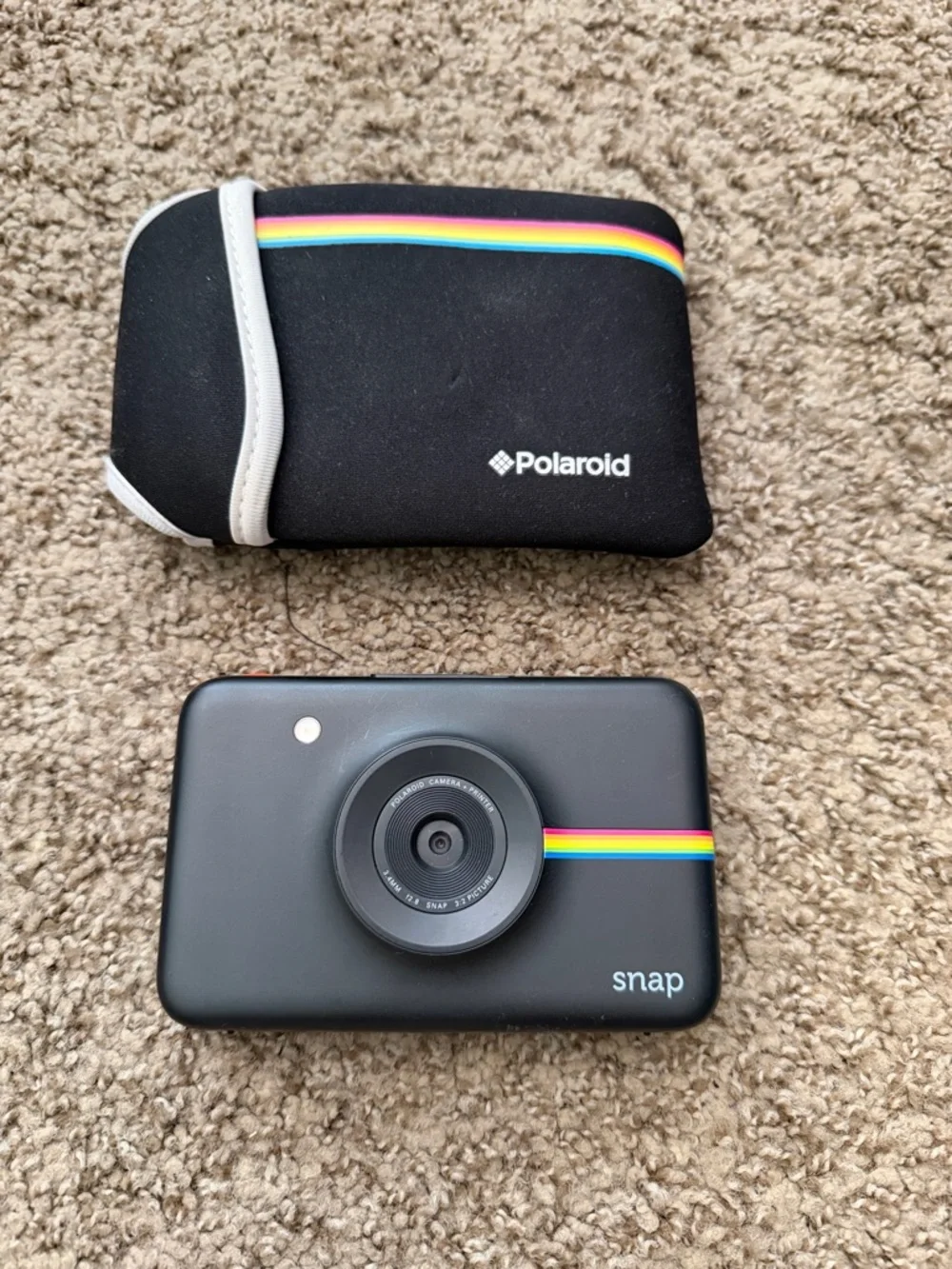 Polaroid Black Instant Snap Camera with Rainbow Stripe